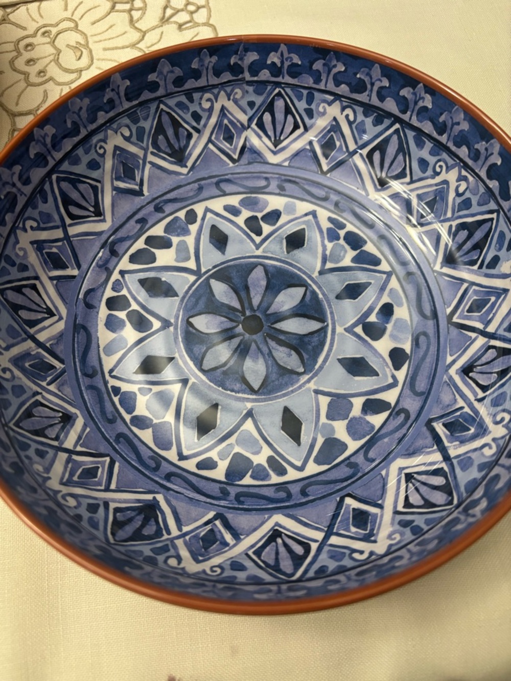 Tommy Bahama Melamine Spanish Blue Terracotta 8" Pasta Soup Bowl set of 4 - Picture 8 of 10